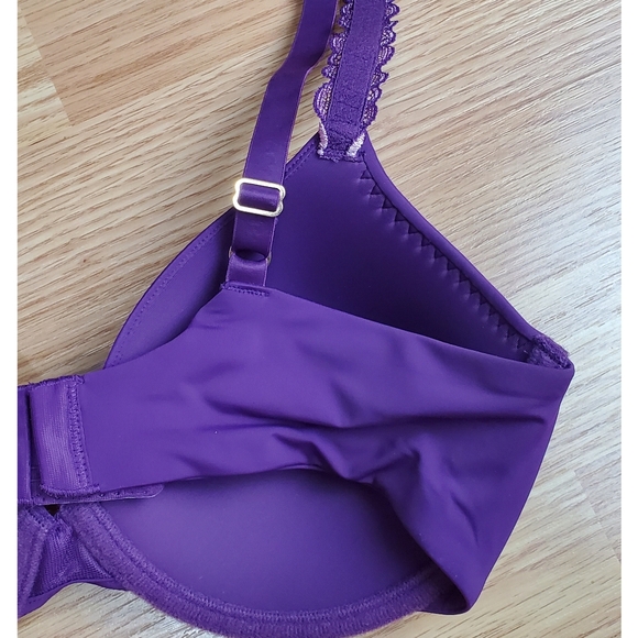 NWT Natori pure luxe coverage contour underwire t shirt bra trim lace plum - Picture 5 of 8